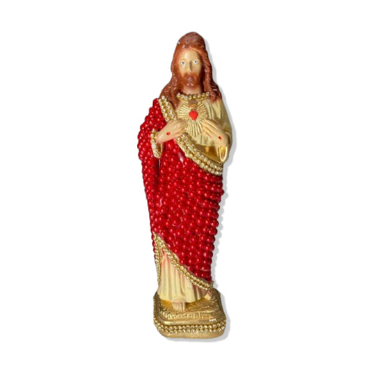 IMAGEM DE GESSO COM PÉROLA SAGRADO CORAÇÃO DE JESUS 21CM (1 UNIDADE)
