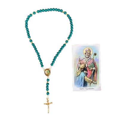TERÇO PÉROLA VERDE SANTO AGOSTINHO 6MM (1 UNIDADE)