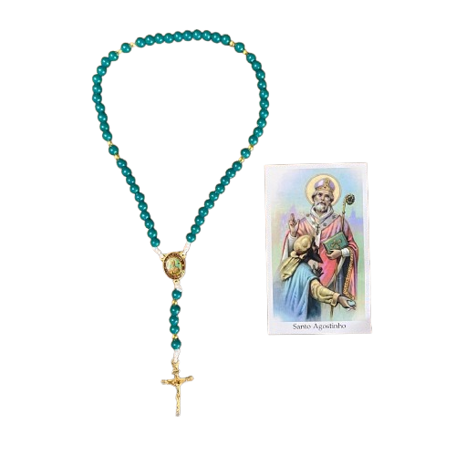 TERÇO PÉROLA VERDE SANTO AGOSTINHO 6MM (1 UNIDADE)