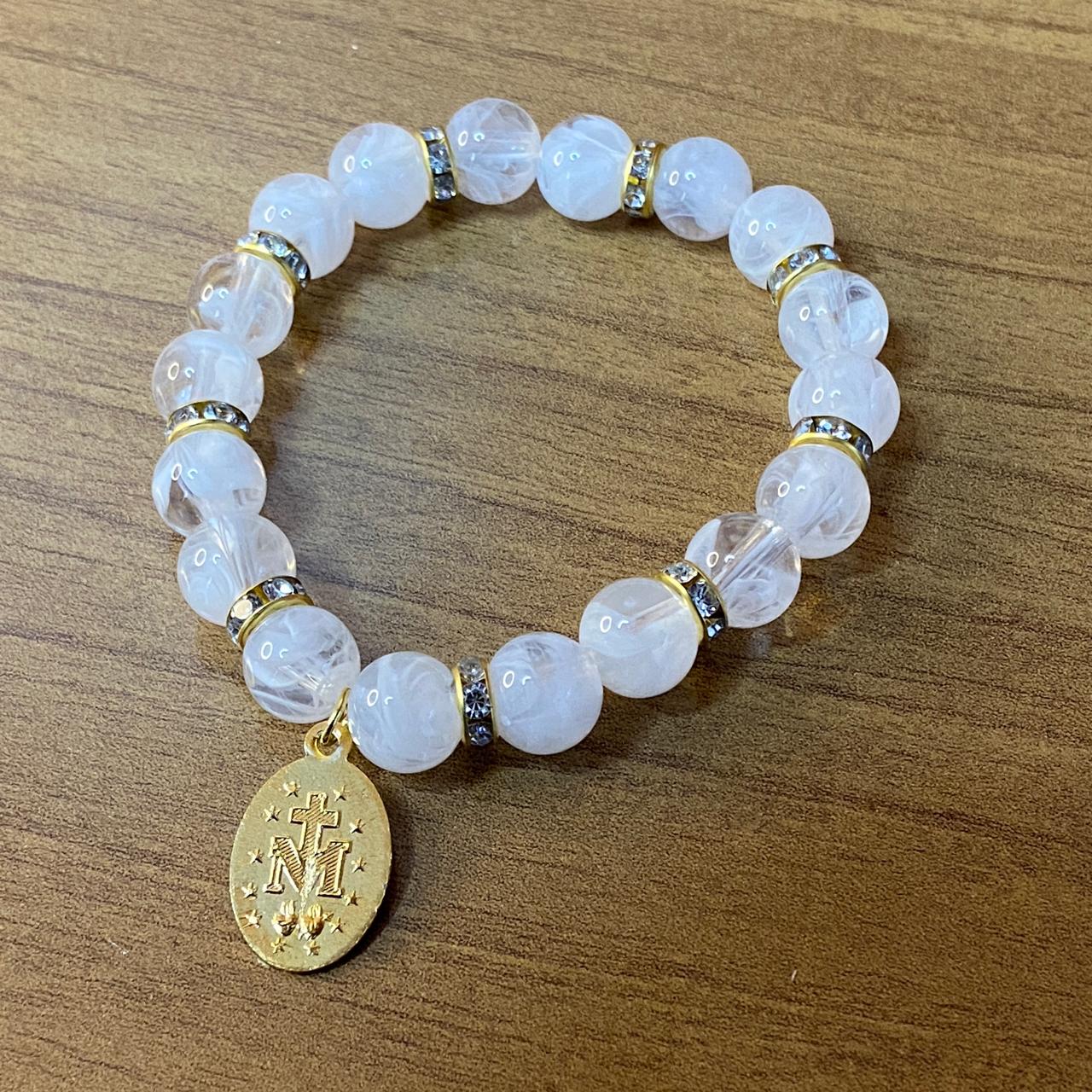 PULSEIRA PÉROLA NOSSA SENHORA DAS GRAÇAS 08MM MOD-1 (03 UNIDADES)