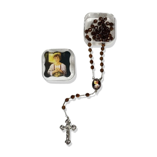 TERÇO SEMICRISTAL NA CAIXINHA SÃO TARCÍSIO 6MM (6 UNIDADES)