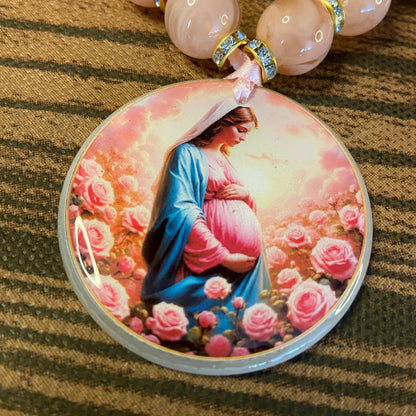 DEZENA PEDRARIAS MEDALHÃO RESINADO NOSSA SENHORA GRÁVIDA  12MM  (1 UNIDADE)