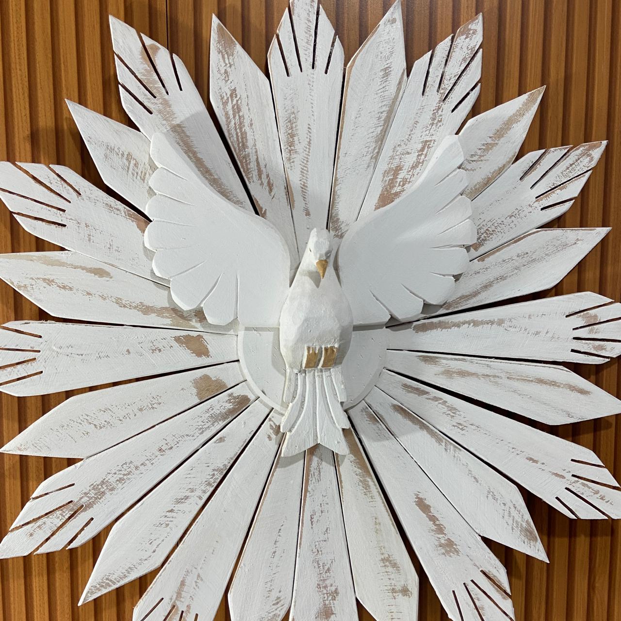 MANDALA MADEIRA BRANCA DIVINO ESPIRITO SANTO  75X71CM (1 UNIDADE)