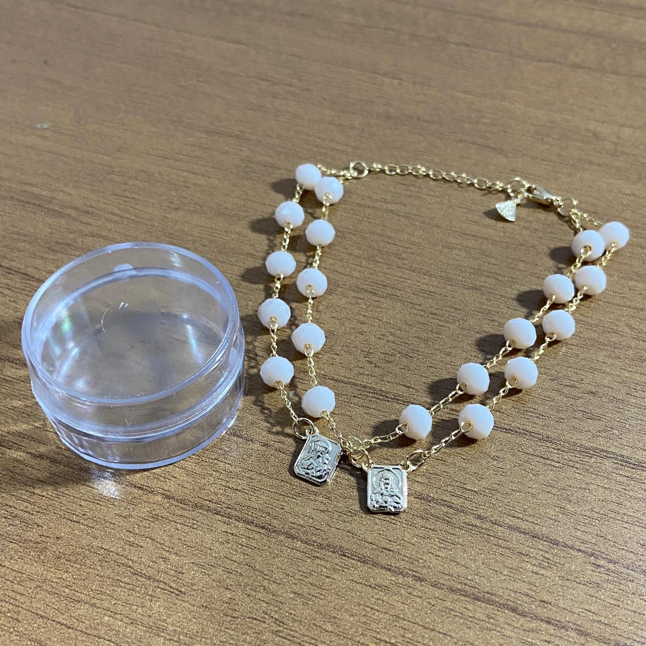 PULSEIRA ESCAPULARIO CRISTAL ROSÉ (3 UNIDADES)