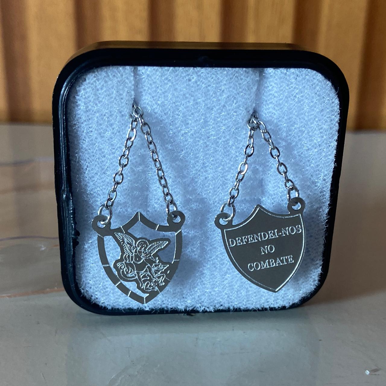 ESCAPULÁRIO INOX SÃO MIGUEL ARCANJO ESCUDO (6 UNIDADES)