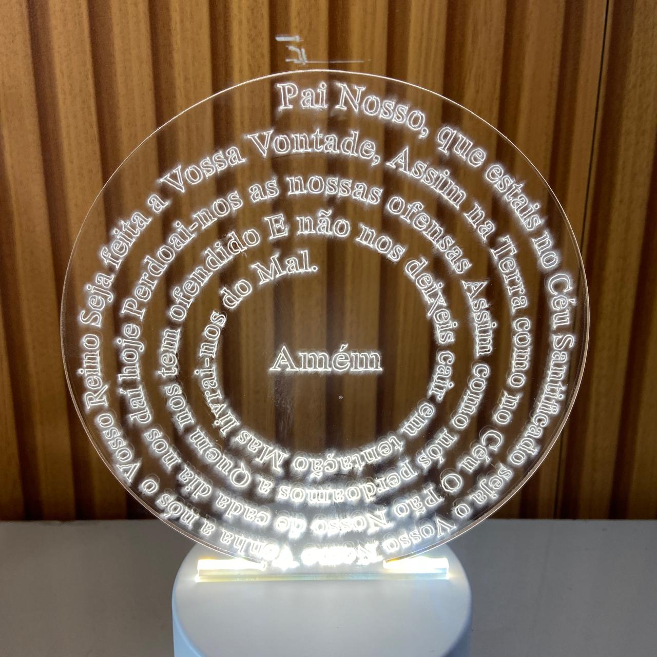 ABAJUR COM LED ORAÇÃO DO PAI NOSSO 19,5CM (1 UNIDADE)