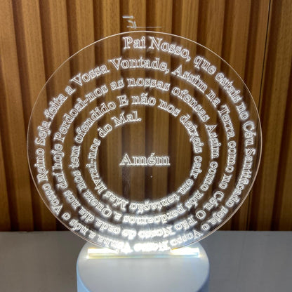 ABAJUR COM LED ORAÇÃO DO PAI NOSSO 19,5CM (1 UNIDADE)