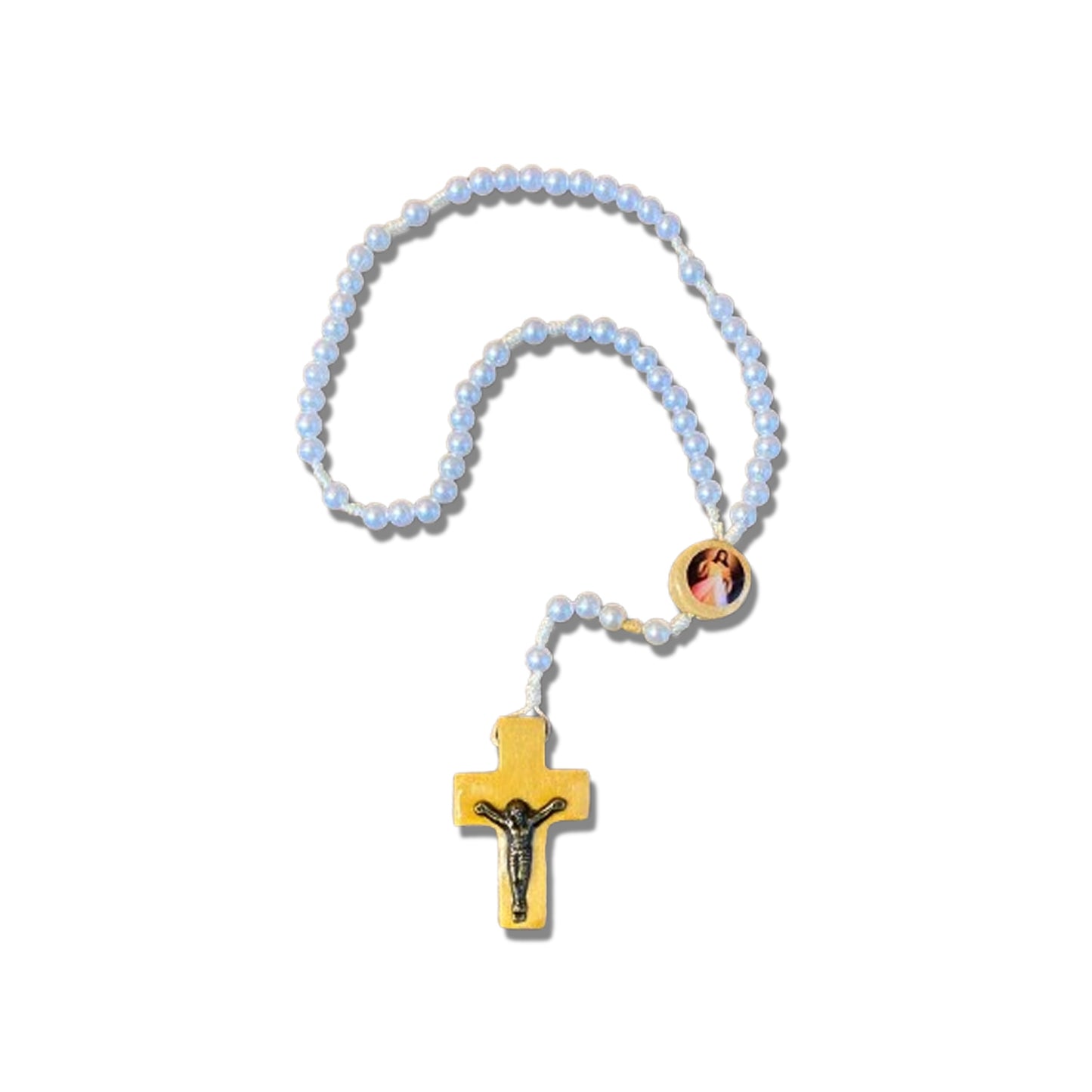 TERÇO PÉROLA MIRIM JESUS MISERICORDIOSO 06MM (12 UNIDADES)