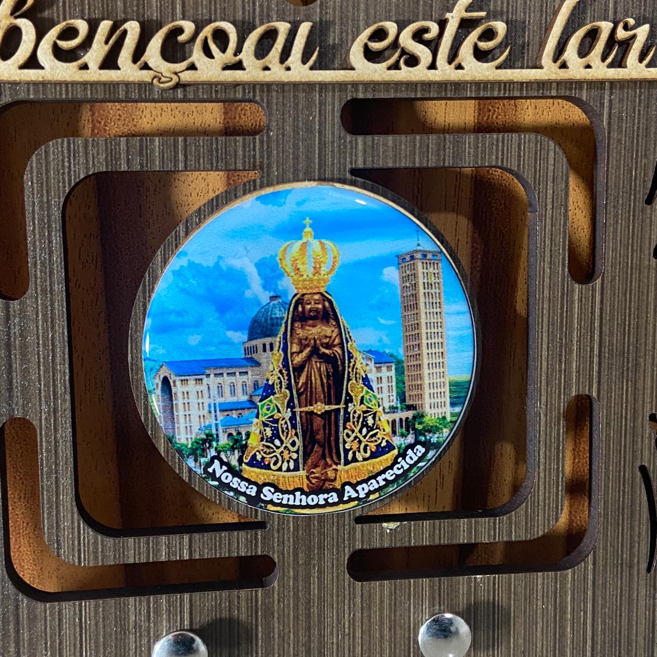 PORTA CHAVE VAZADO RESINADO NOSSA SENHORA APARECIDA AZUL 14CM (1 UNIDADE)