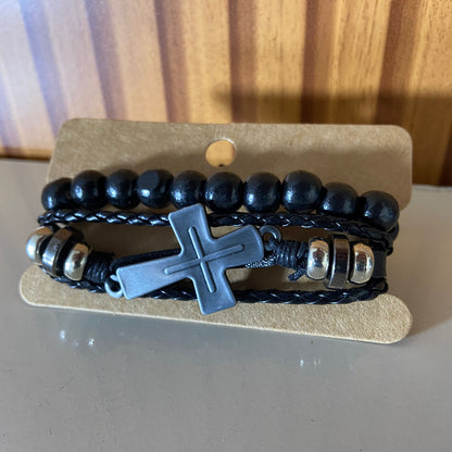 PULSEIRA COURO CRUZ (3 UNIDADES)