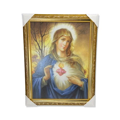 QUADRO COM MOLDURA RESINADO IMACULADO CORAÇÃO DE MARIA 45CMX35CM (1 UNIDADE)