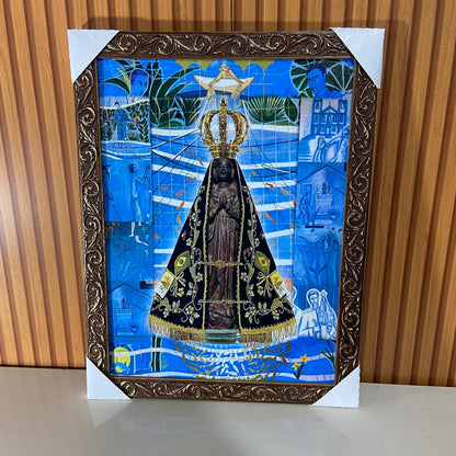 QUADRO COM MOLDURA RESINADO NOSSA SENHORA APARECIDA 44CMX34CM (1 UNIDADE)