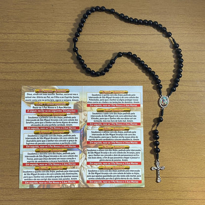 TERÇO PÉROLA PRETA SÃO MIGUEL ARCANJO 8MM (1 UNIDADE)