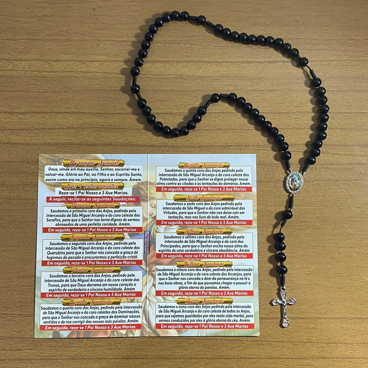 TERÇO PÉROLA PRETA SÃO MIGUEL ARCANJO 8MM (1 UNIDADE)