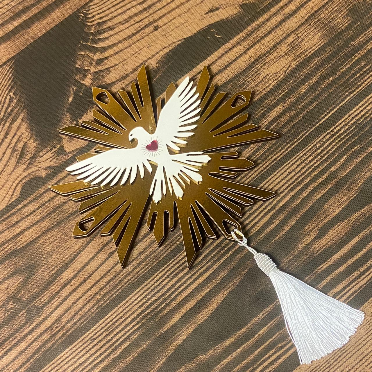 MANDALA MDF  DIVINO ESPÍRITO SANTO DOURADA 20X20CM (1 UNIDADE)
