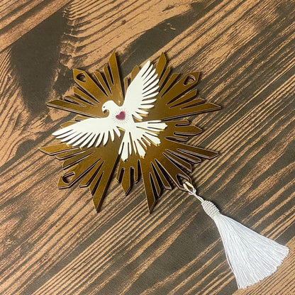 MANDALA MDF  DIVINO ESPÍRITO SANTO DOURADA 20X20CM (1 UNIDADE)