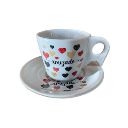 XÍCARA COM PIRES AMIZADE 200ML (1 UNIDADE)