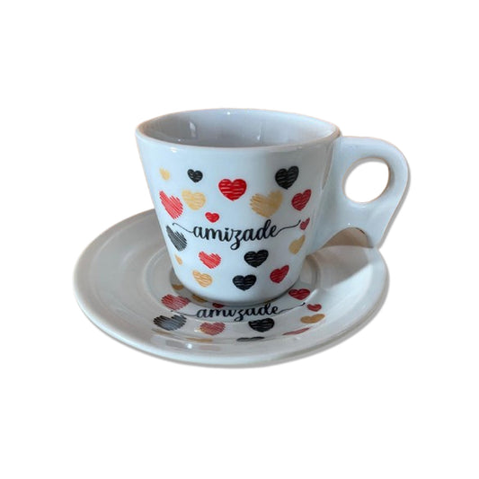 XÍCARA COM PIRES AMIZADE 200ML (1 UNIDADE)