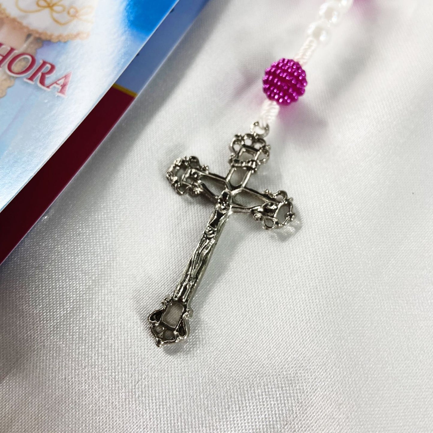 TERÇO PÉROLA NOSSA SENHORA DA PENHA AMORA ROSA 6MM (1 UNIDADE)