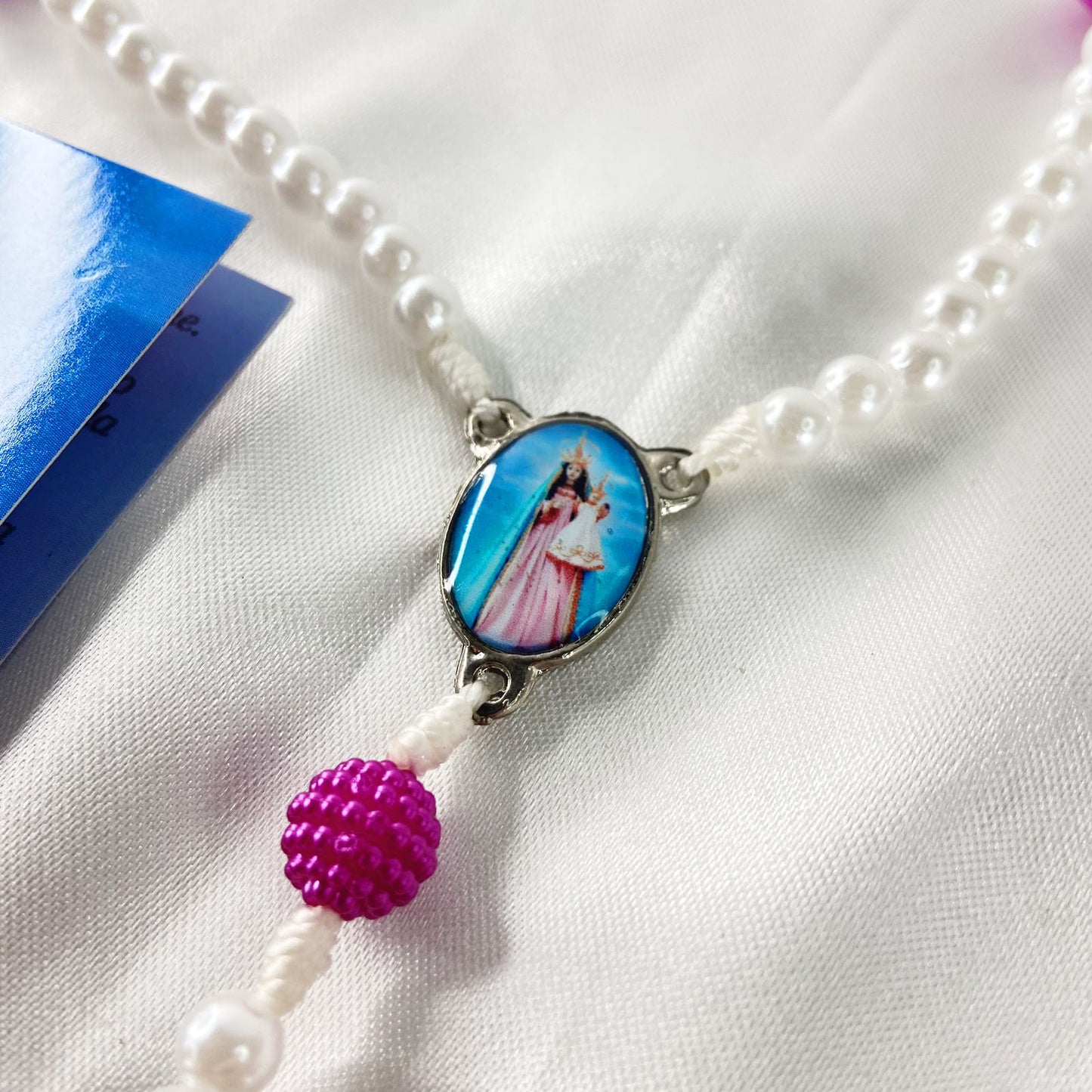 TERÇO PÉROLA NOSSA SENHORA DA PENHA AMORA ROSA 6MM (1 UNIDADE)