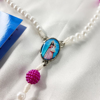 TERÇO PÉROLA NOSSA SENHORA DA PENHA AMORA ROSA 6MM (1 UNIDADE)