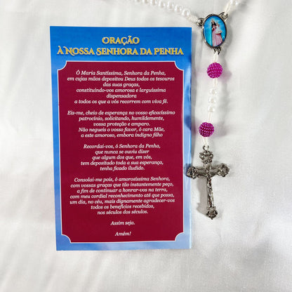 TERÇO PÉROLA NOSSA SENHORA DA PENHA AMORA ROSA 6MM (1 UNIDADE)