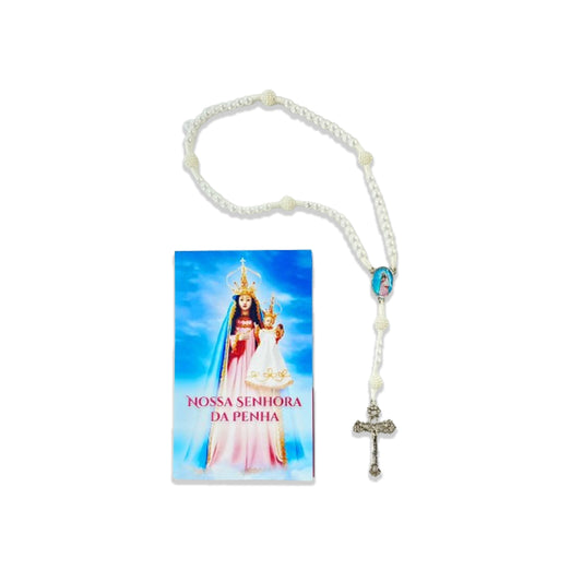 TERÇO PÉROLA NOSSA SENHORA DA PENHA AMORA BRANCA 6MM (1 UNIDADE)