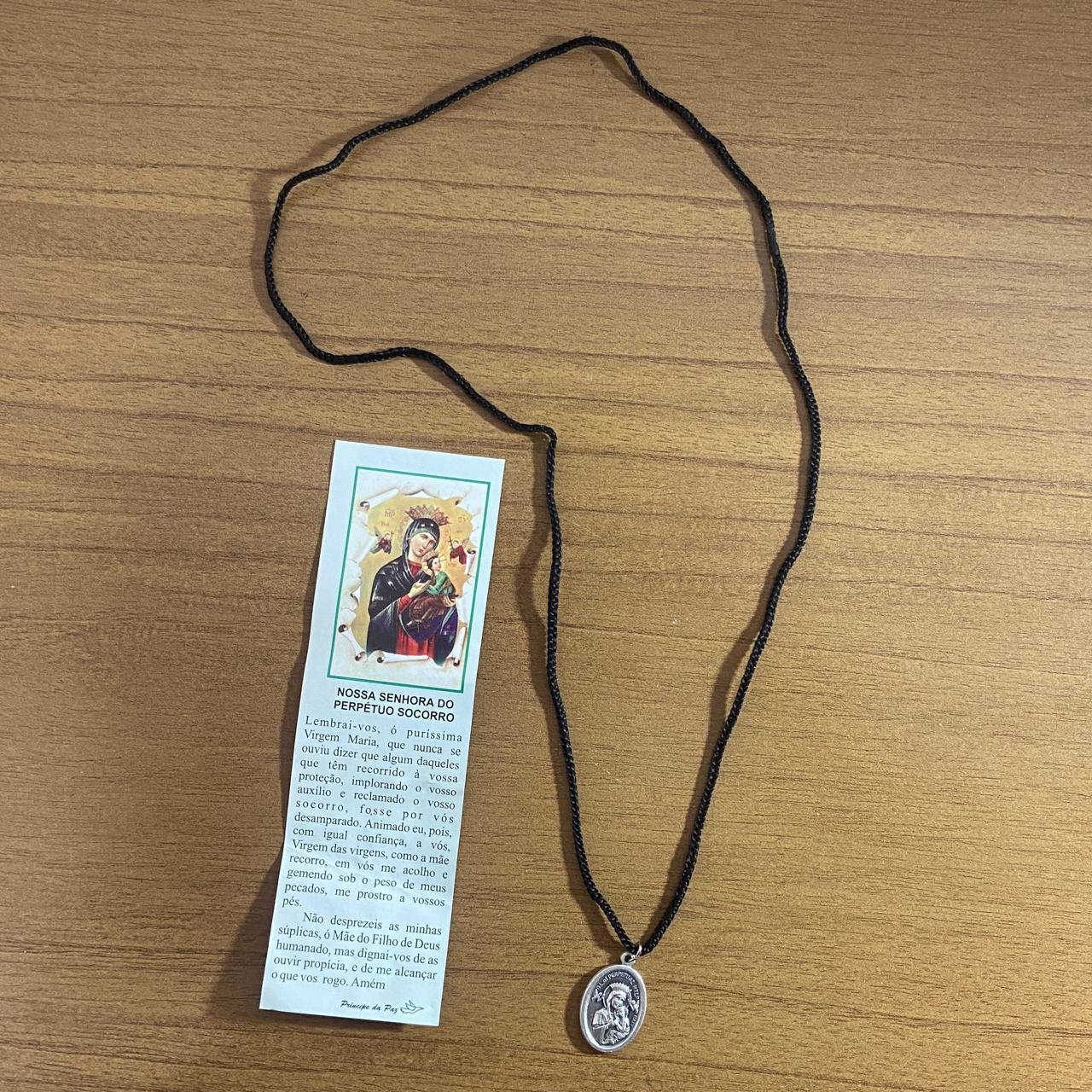 CORDÃO COM MEDALHA PRATA VELHA NOSSA SENHORA DO PERPÉTUO SOCORRO (1 UNIDADES)