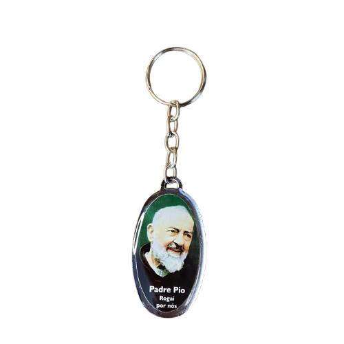 CHAVEIRO METAL OVAL RESINADO SÃO PADRE PIO  (6 UNIDADES)