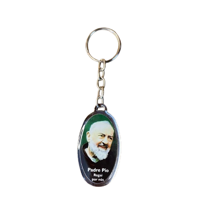 CHAVEIRO METAL OVAL RESINADO SÃO PADRE PIO  (6 UNIDADES)