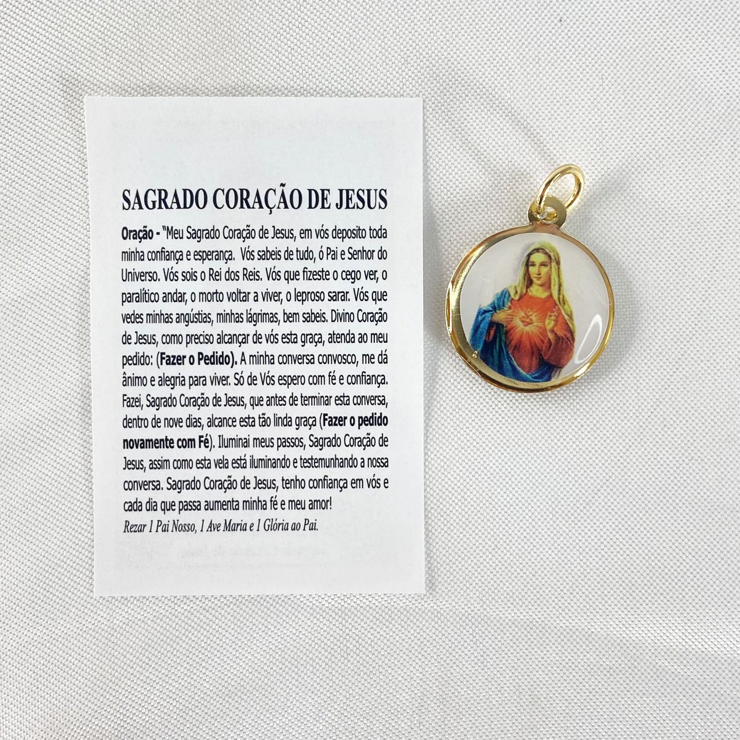 MEDALHA DUPLA FACE SAGRADO CORAÇÃO DE JESUS E IMACULADO CORAÇÃO DE MARIA (12 UNIDADES)