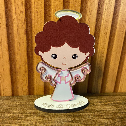 IMAGEM MDF INFANTIL COM ACRÍLICO ANJINHO DA GUARDA ROSA 12,5CM (1 UNIDADE)