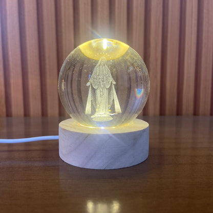 LUMINÁRIA LED BOLA DE VIDRO NOSSA SENHORA DAS GRAÇAS (1 UNIDADE)