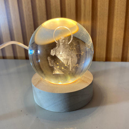 LUMINÁRIA LED BOLA DE VIDRO SAGRADO CORAÇÃO DE JESUS (1 UNIDADE)