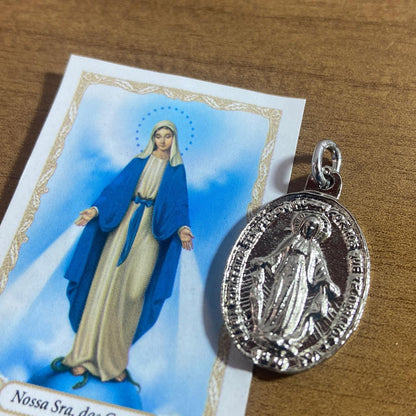 MEDALHA MILAGROSA PRATEADA NOSSA SENHORA DAS GRAÇAS  (1 UNIDADE)