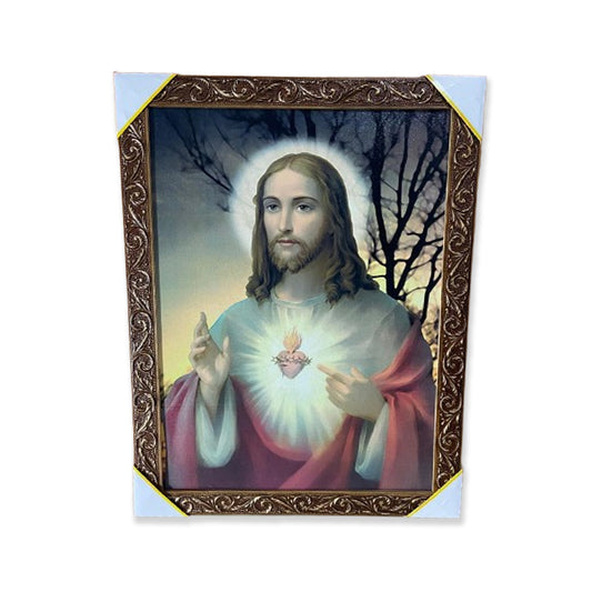 QUADRO COM MOLDURA RESINADO SAGRADO CORAÇÃO DE JESUS 44CMX34CM (1 UNIDADE)