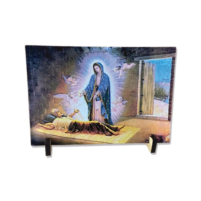PLAQUINHA DE MESA MDF RESINADO NOSSA SENHORA DE GUADALUPE 13CM x 19CM  (1 UNIDADE)