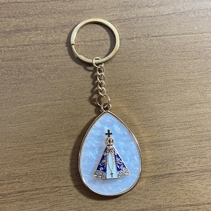 CHAVEIRO LUXO NOSSA SENHORA APARECIDA GOTA MADREPÉROLA (6 UNIDADES)