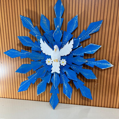 MANDALA MADEIRA DUPLO AZUL DIVINO ESPIRITO SANTO  92X92CM (1 UNIDADE)