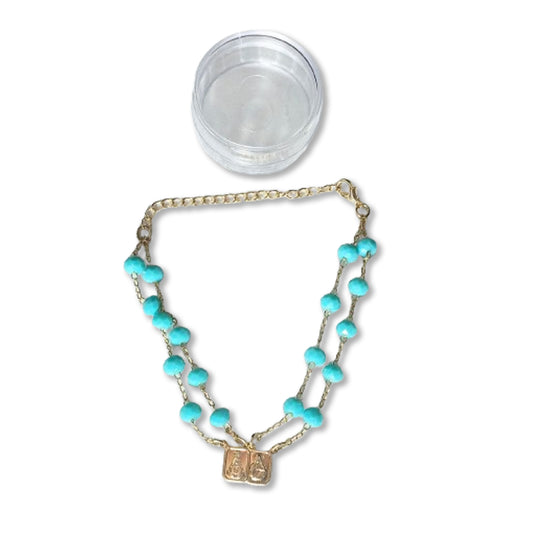 PULSEIRA ESCAPULARIO CRISTAL AZUL (3 UNIDADES)