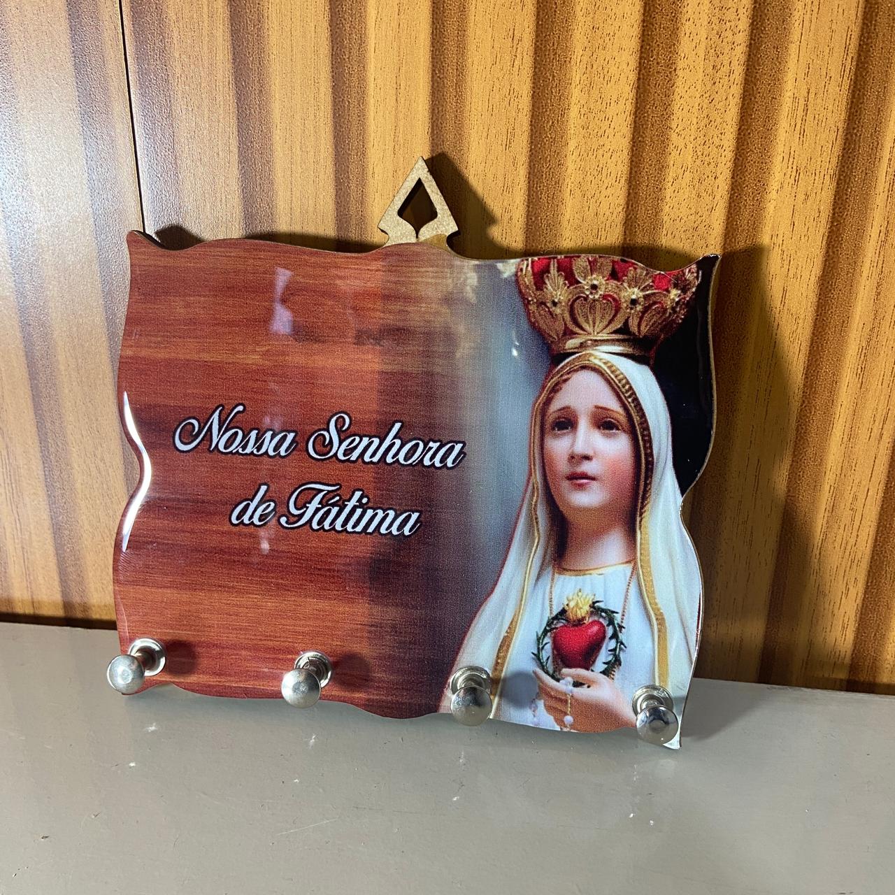 PORTA CHAVE RESINADO NOSSA SENHORA DE FÁTIMA 14CM (1 UNIDADE)