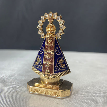 IMAGEM NOSSA SENHORA APARECIDA MARROM PARA CARRO COM STRASS (12 UNIDADES)