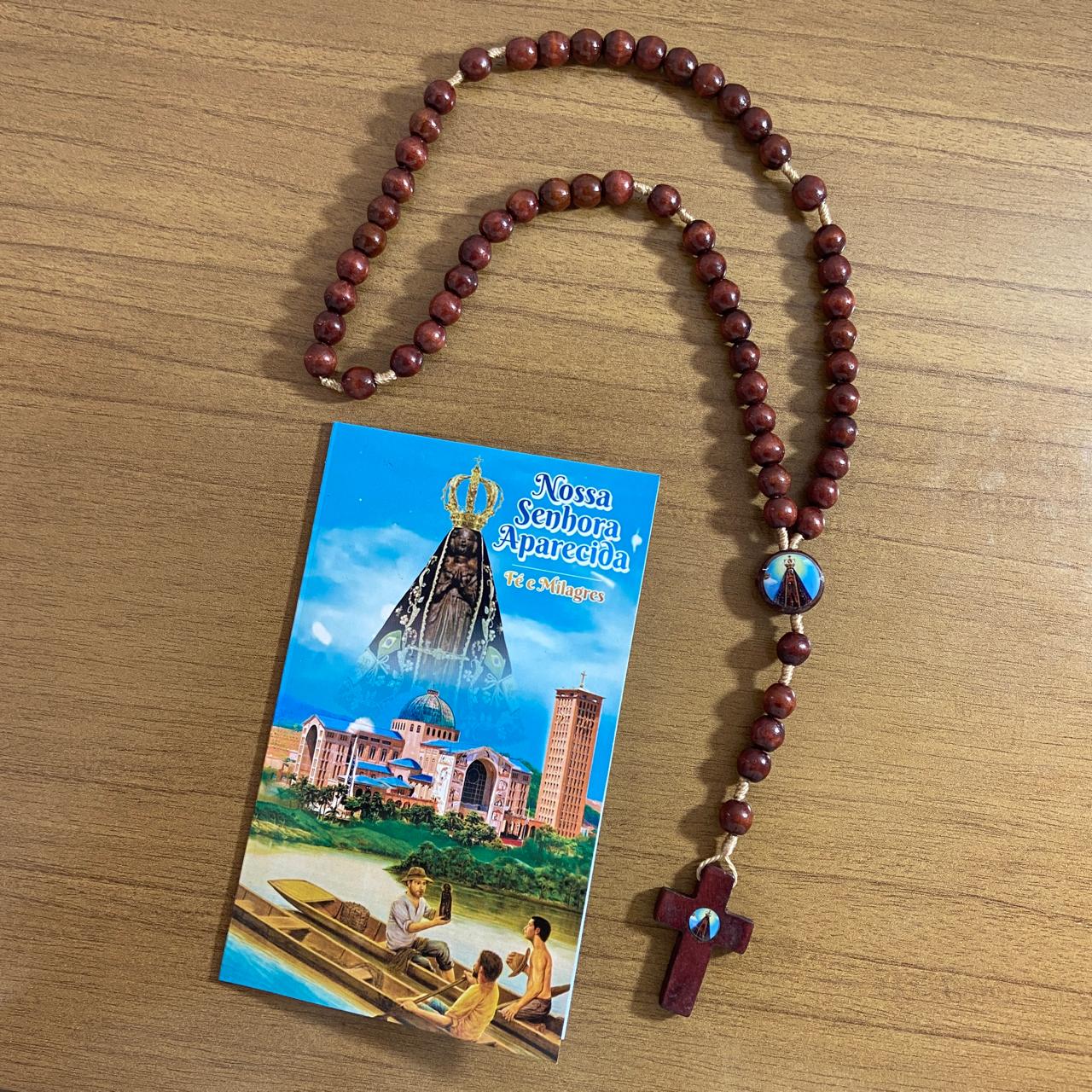TERÇO DE MADEIRA NOSSA SENHORA APARECIDA 8MM MOD3 (3 UNIDADES)