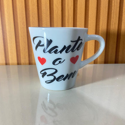 XÍCARA BRANCA PLANTE O BEM 120ML (1 UNIDADE)