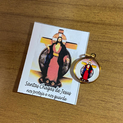 MEDALHA DUPLA FACE SANTAS CHAGAS (12 UNIDADES)