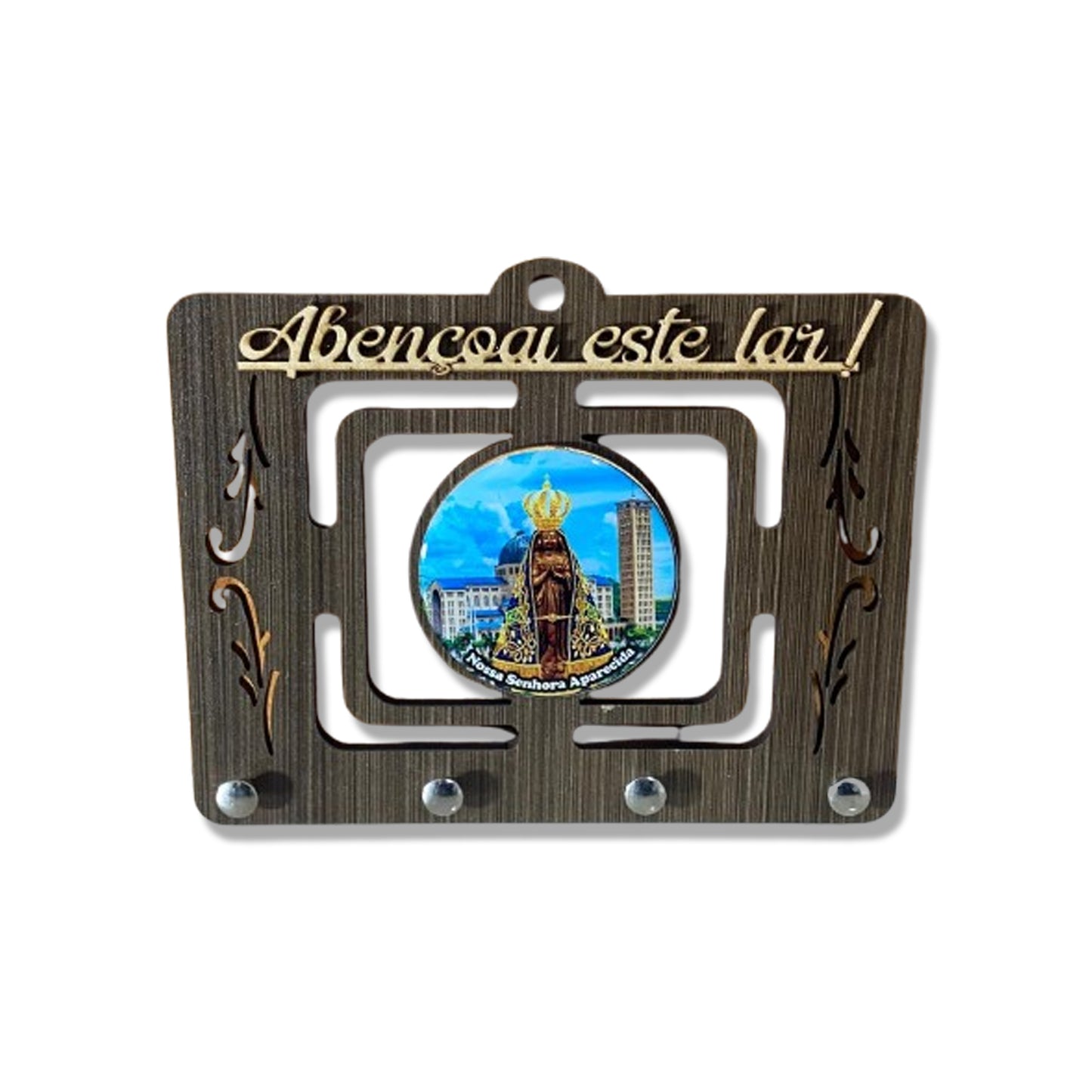 PORTA CHAVE VAZADO RESINADO NOSSA SENHORA APARECIDA AZUL 14CM (1 UNIDADE)