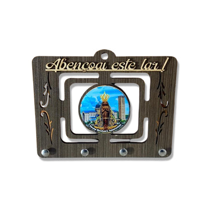 PORTA CHAVE VAZADO RESINADO NOSSA SENHORA APARECIDA AZUL 14CM (1 UNIDADE)