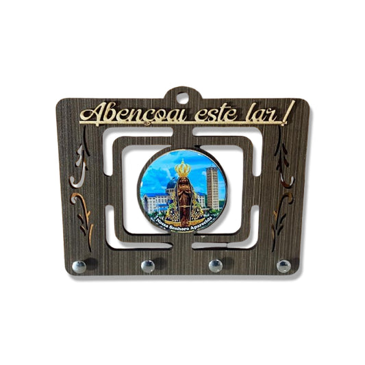 PORTA CHAVE VAZADO RESINADO NOSSA SENHORA APARECIDA AZUL 14CM (1 UNIDADE)
