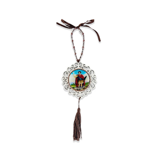 MEDALHÃO DE PORTA RESINADO COM STRASS SANTO EXPEDITO (1 UNIDADE)