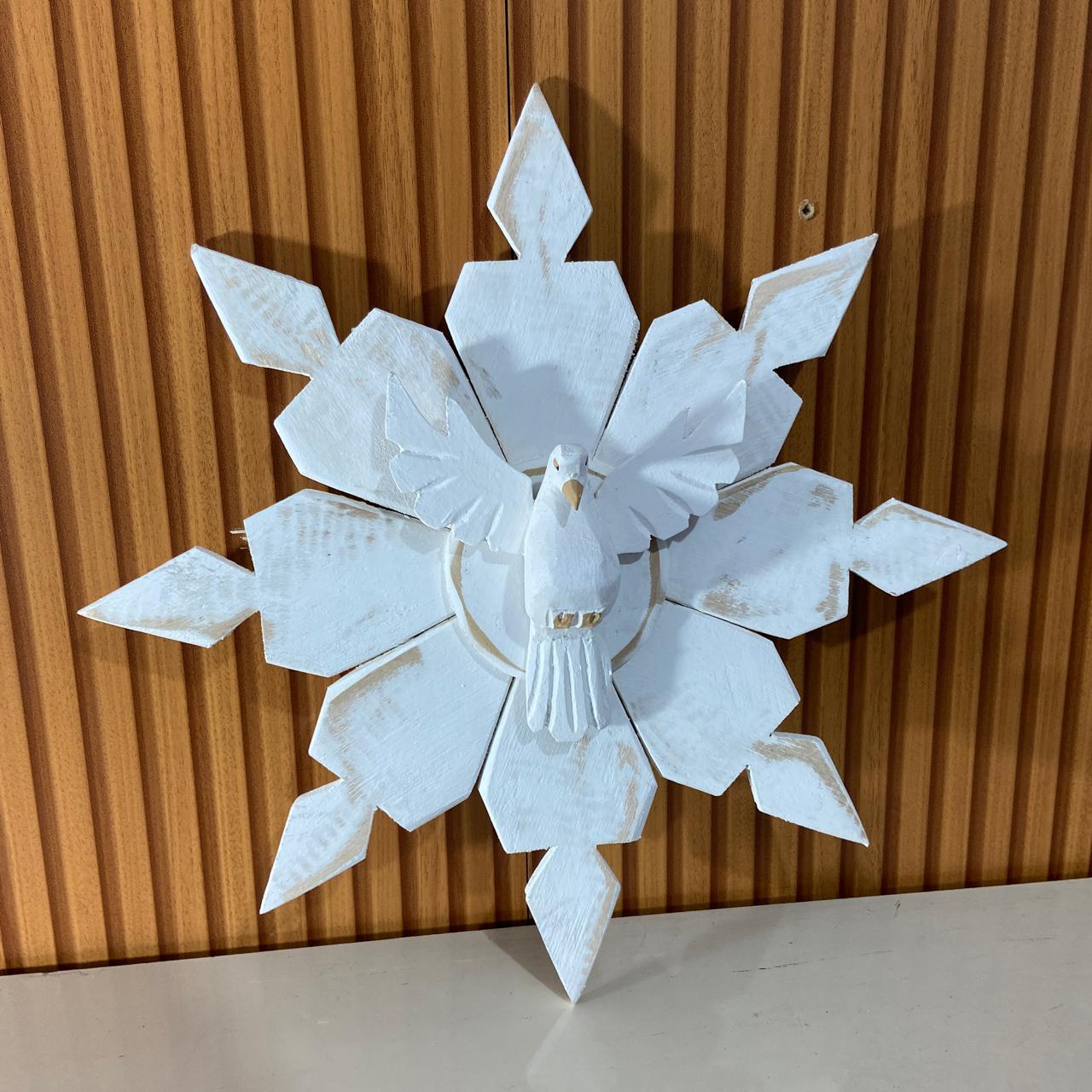 MANDALA MADEIRA BRANCA DIVINO ESPIRITO SANTO 41CMX41CM  (1 UNIDADE)